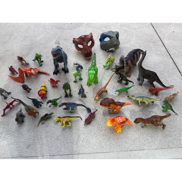 Huge Dinosaur Toy Lot Figures Masks Jurassic Park World Collection Kids Play - Picture 1 of 11